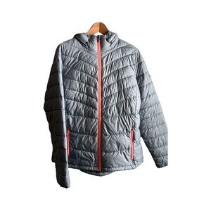 Columbia Women's Gray Puffer Jacket with Red Accents